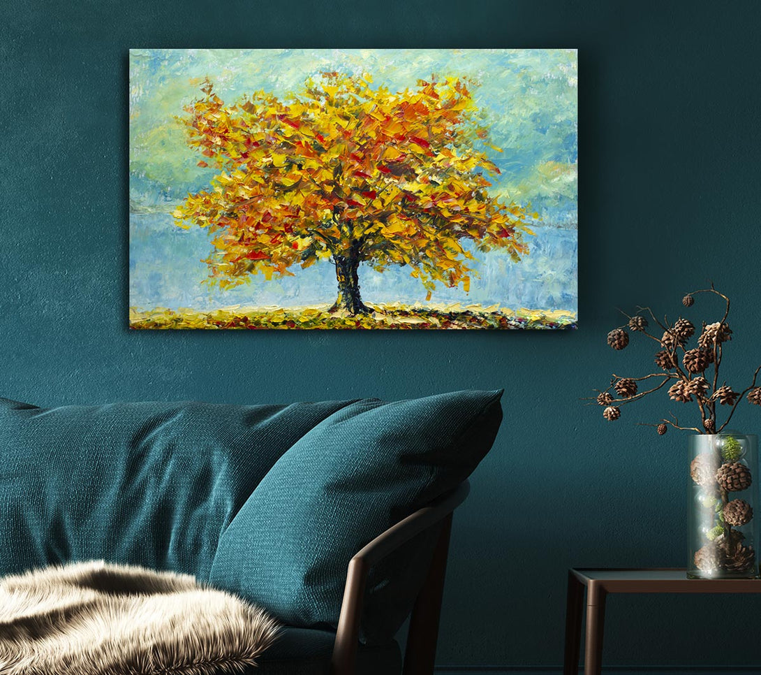  A Canvas Print of Tree Burns Orange Canvas Wall Art
