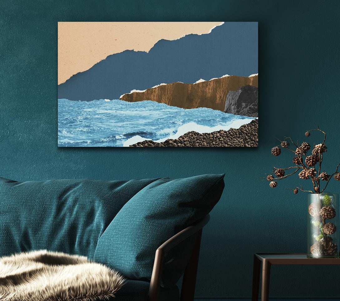  A Canvas Print of Cut Out Mountain Ocean Canvas Wall Art