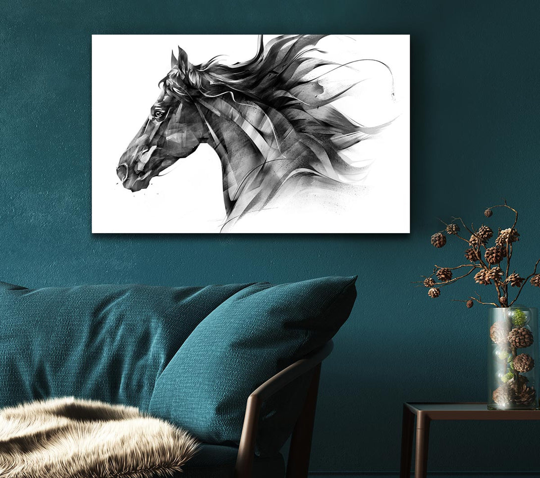  A Canvas Print of Horse Galloping Head Canvas Art