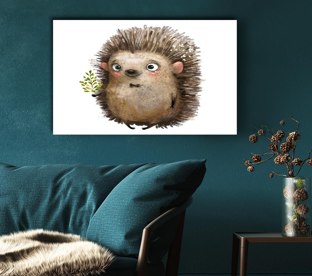  A Canvas Print of Hedgehog With Flowers Canvas Art