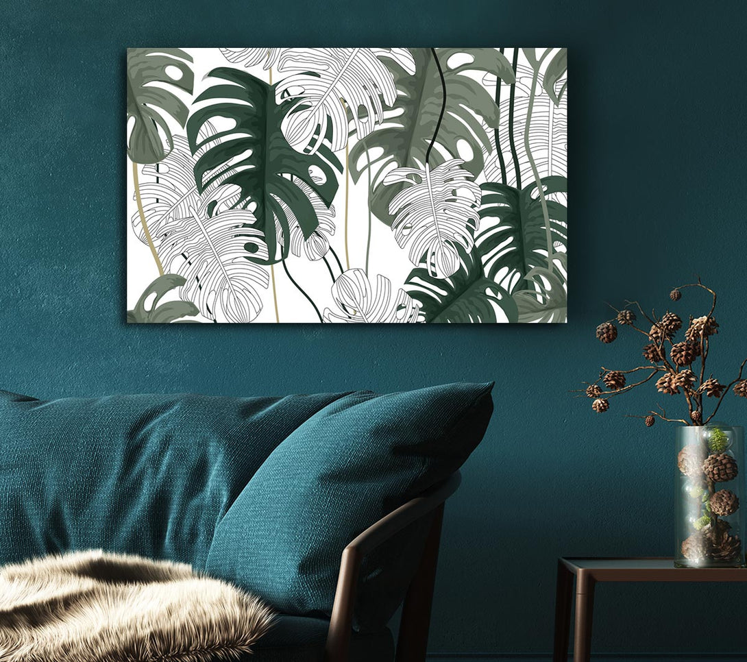  A Canvas Print of Cheese Plant Leaves Canvas Wall Art