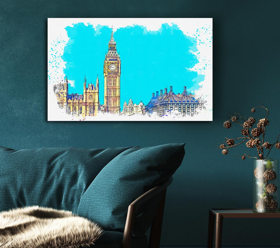  A Canvas Print of London Big Ben Splatter Canvas Wall Art