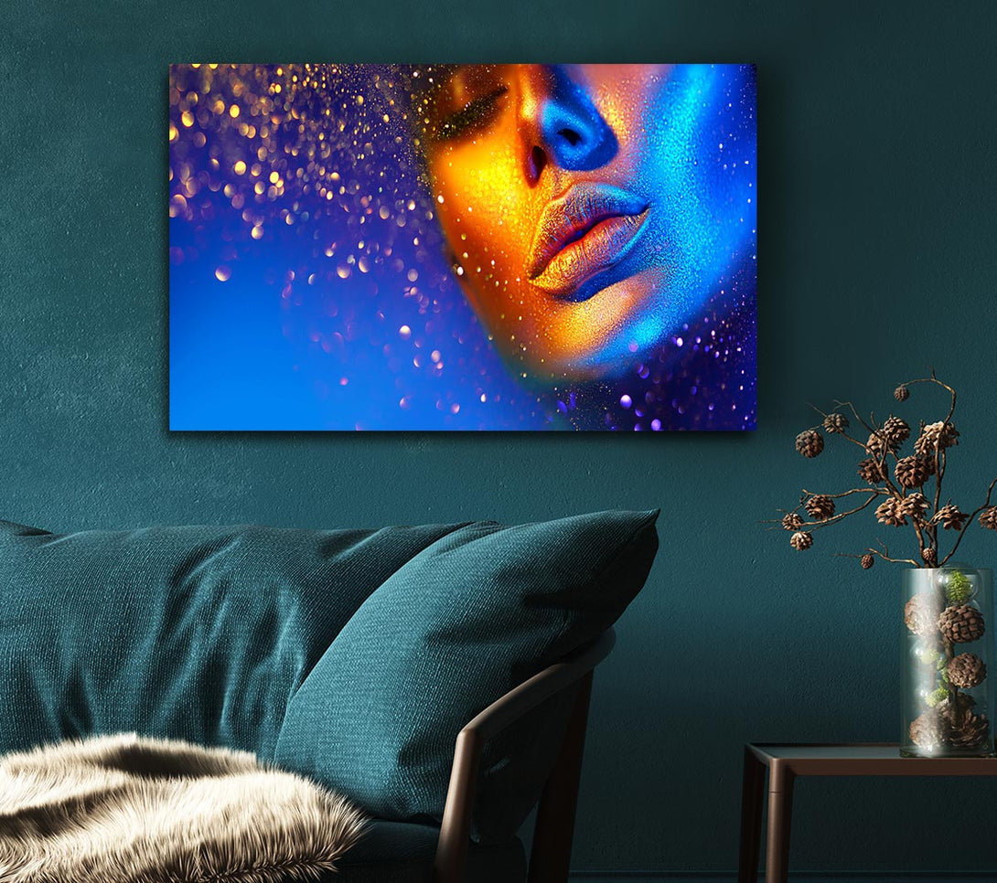  A Canvas Print of Gold And Blue Face Canvas Wall Art