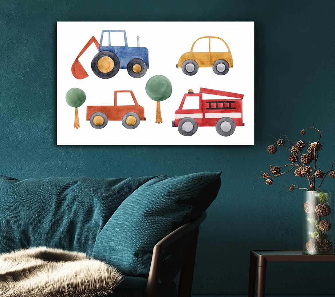  A Canvas Print of Childrens Vehicle Collection Canvas Art