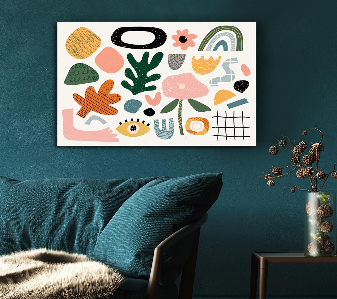  A Canvas Print of Modern Shapes And Flowers Canvas Wall Art