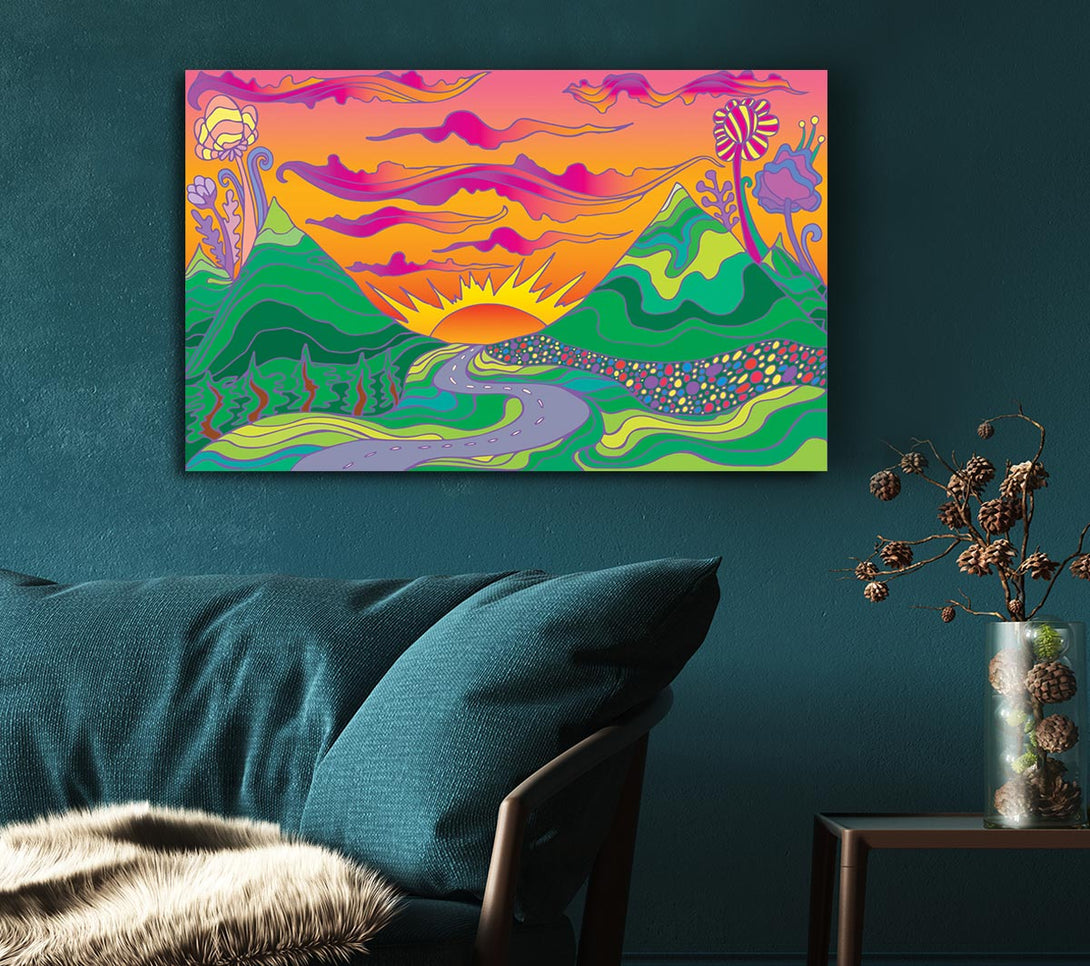  A Canvas Print of Psychedelic Landscape Canvas Art