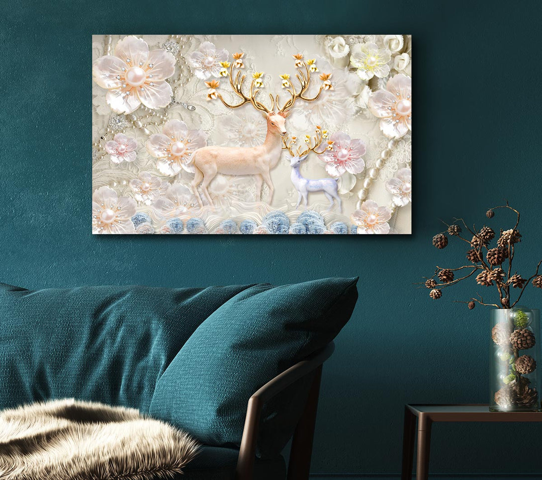  A Canvas Print of The Majestic Deer And Doe Canvas Wall Art