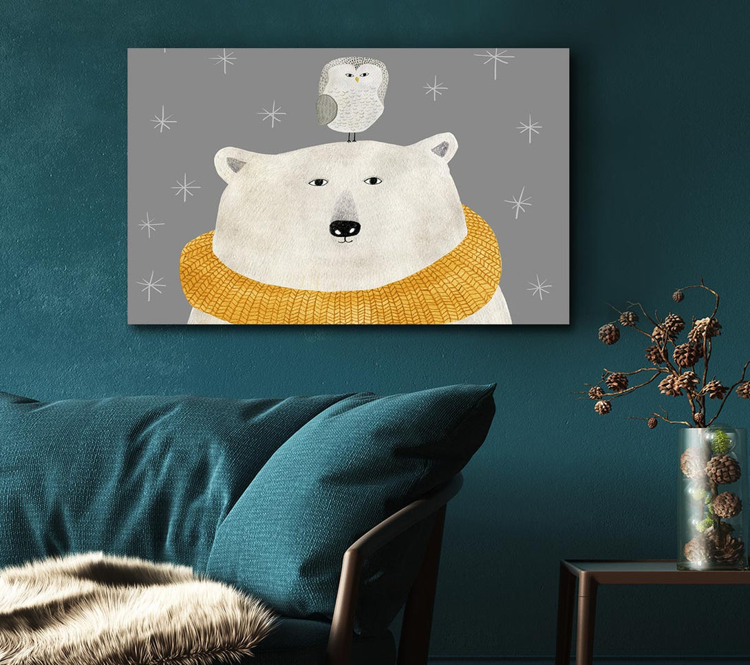  A Canvas Print of The Bear And The Owl Canvas Print