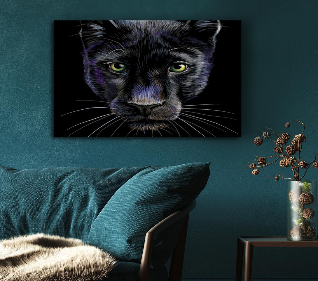  A Canvas Print of The Black Panther Face Canvas Art