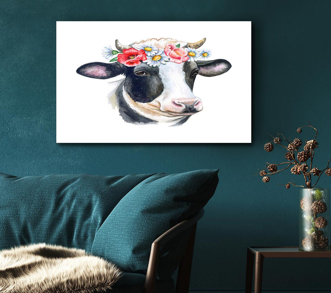 A Canvas Print of Flower Girl Cow Canvas Art