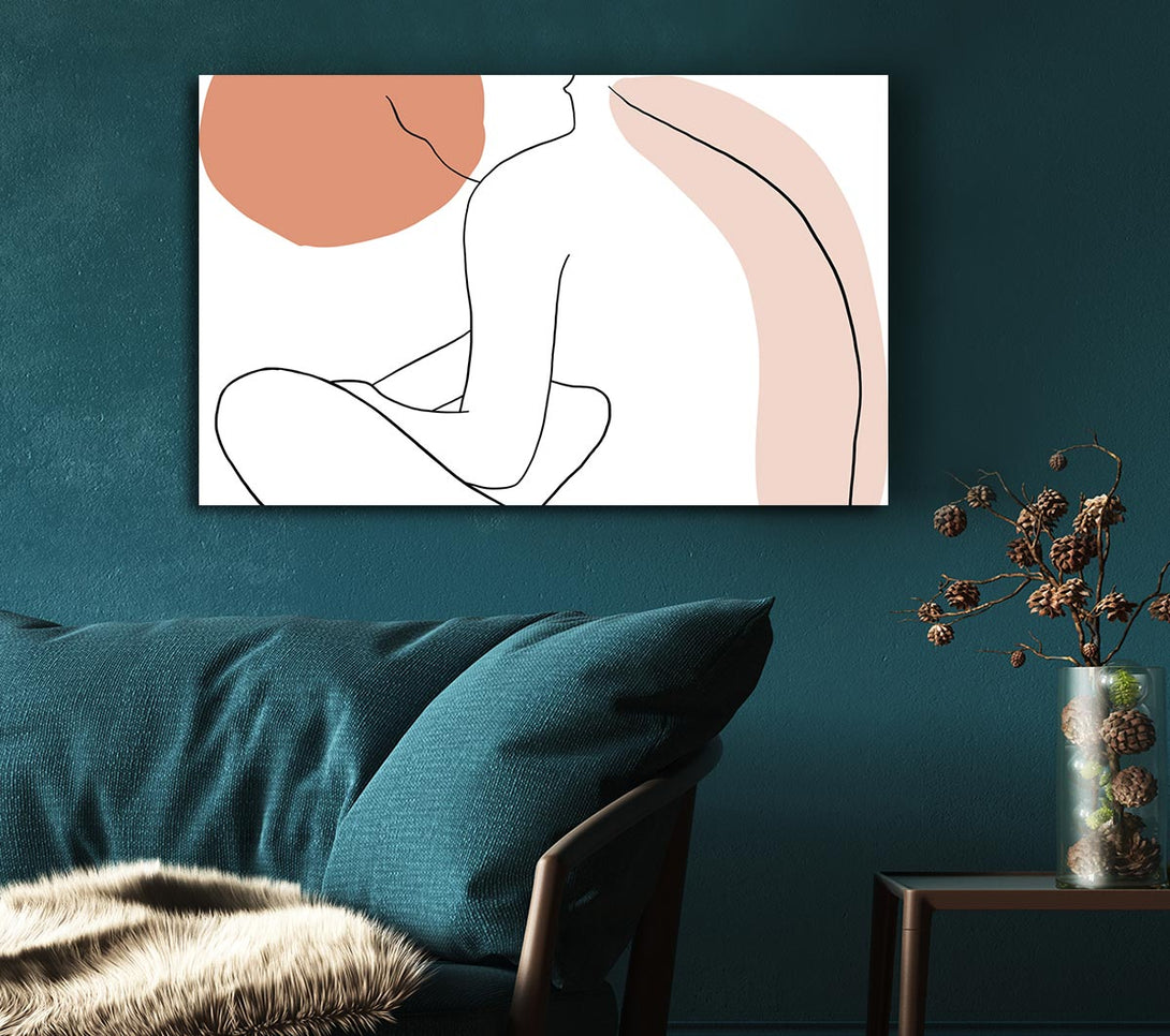  A Canvas Print of The Sitting Woman Line Drawing Canvas Wall Art
