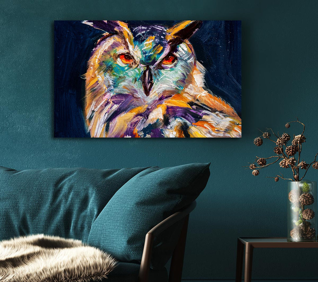  A Canvas Print of The Vivid Owl Stare Canvas Print