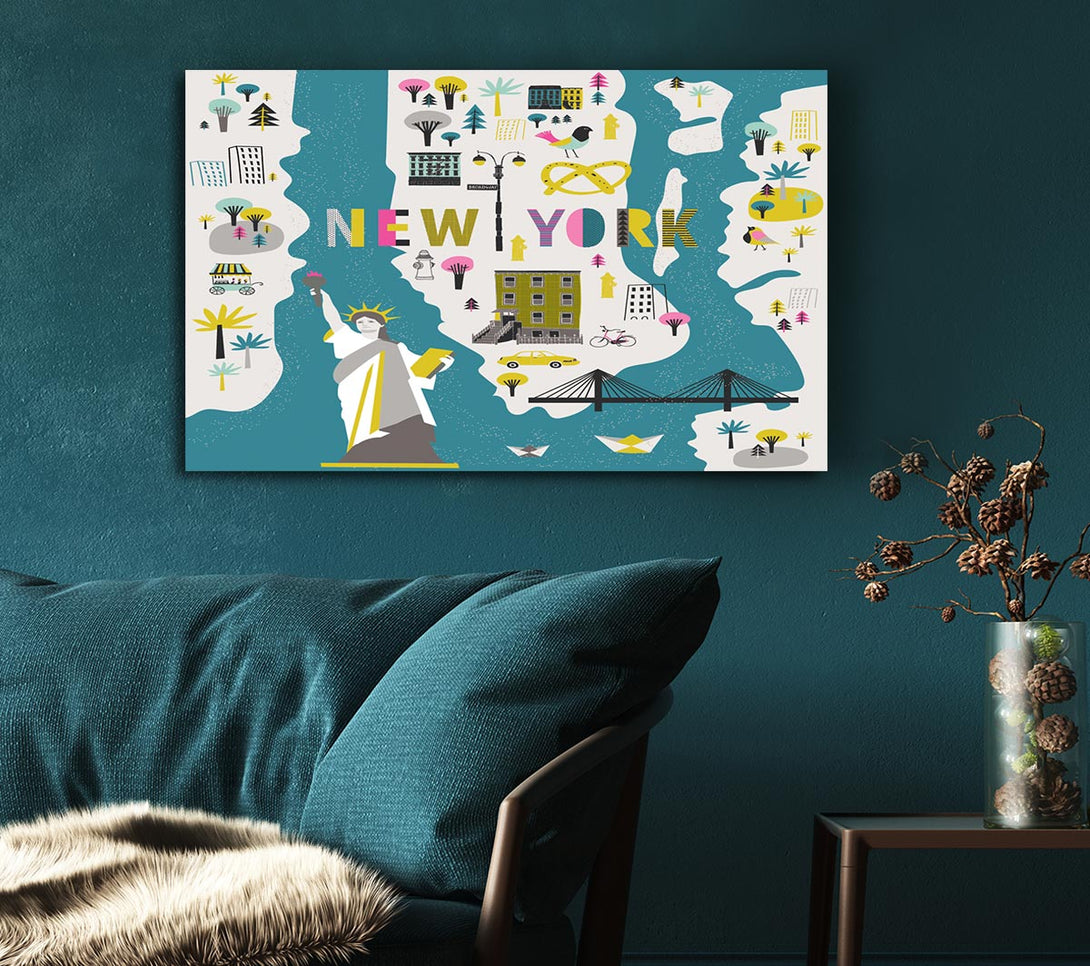  A Canvas Print of The Little Map Of New York Canvas Art