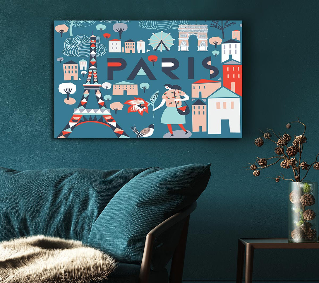  A Canvas Print of The Little Map Of Paris Canvas Art