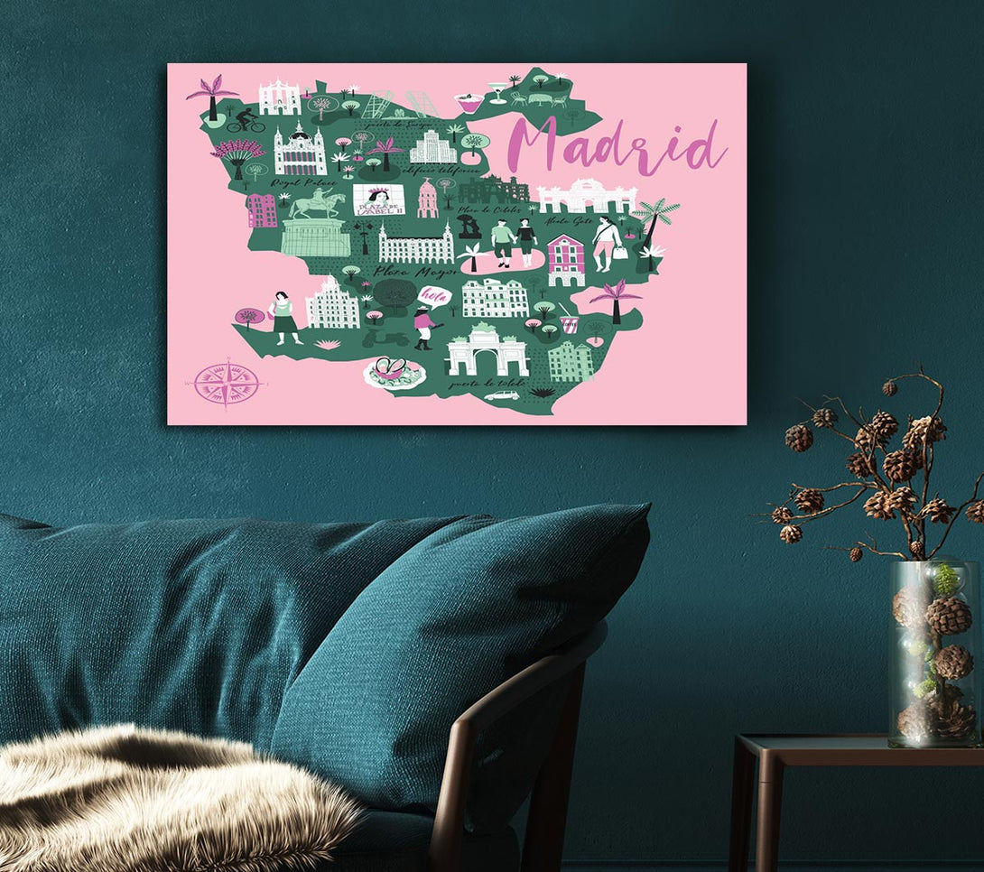  A Canvas Print of The Little Map Of Madrid Canvas Print