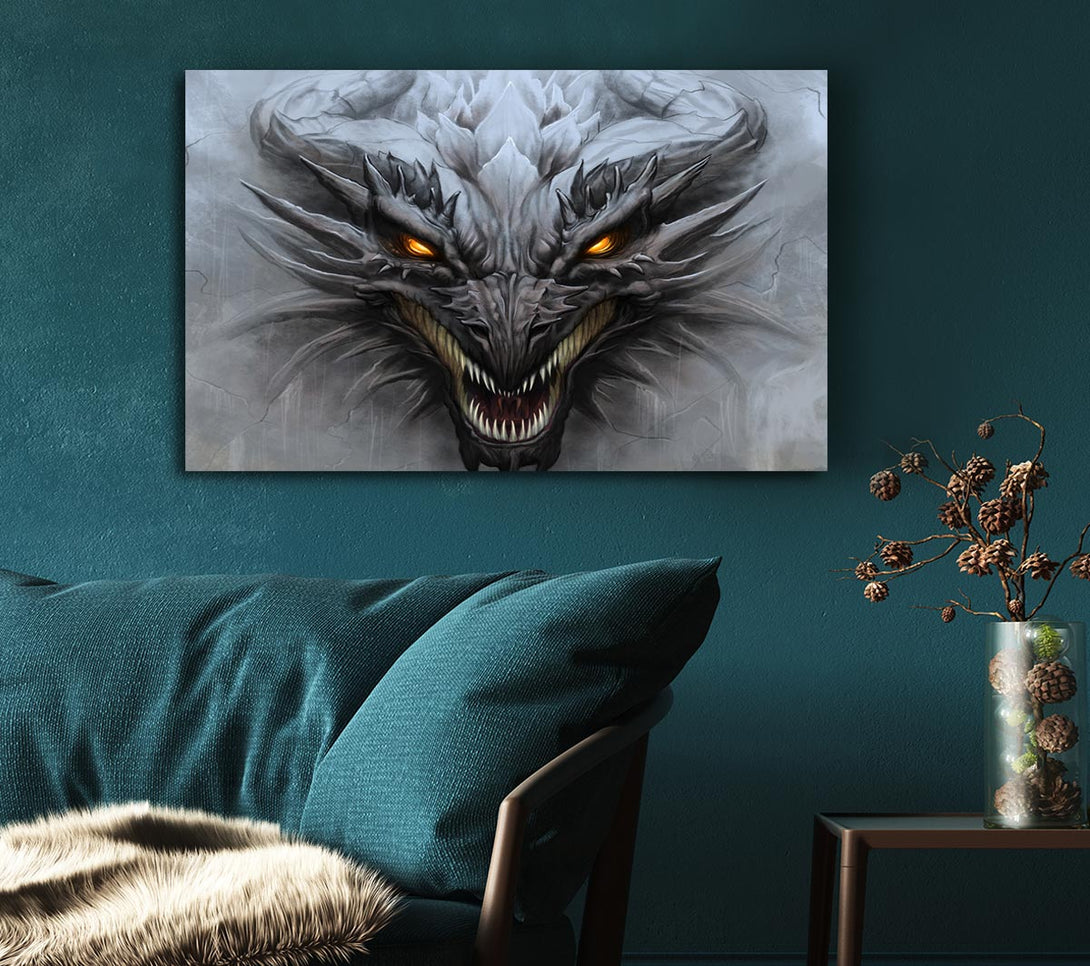  A Canvas Print of The Evil Dragon Face Canvas Wall Art