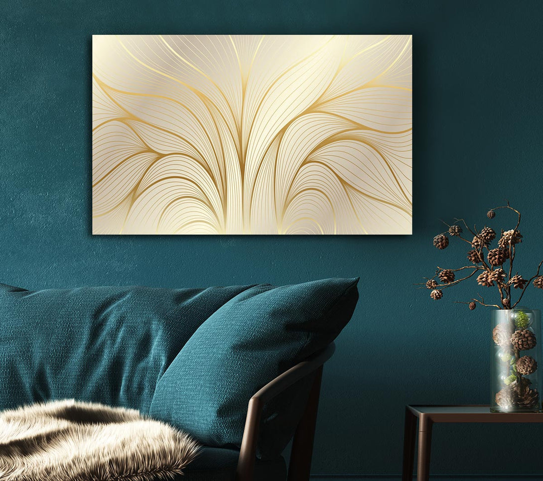 Picture of Gold Leaf Lines Canvas Print Wall Art