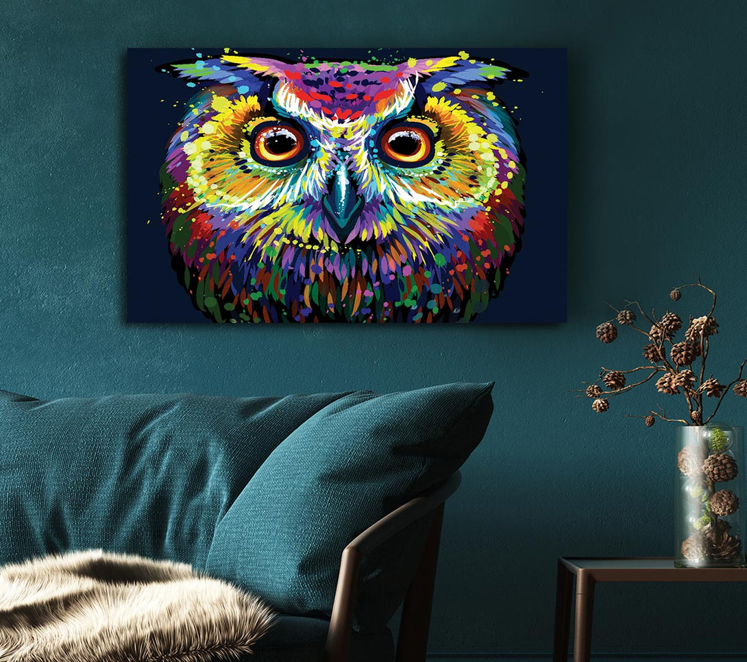  A Canvas Print of The Spooky Vivid Owl Canvas Wall Art