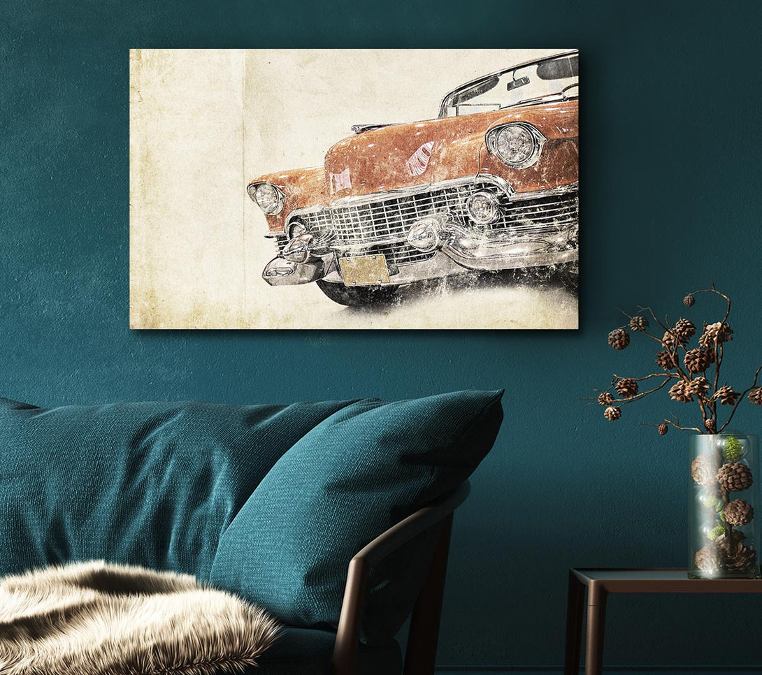  A Canvas Print of American Muscle Car Watercolour Canvas Print