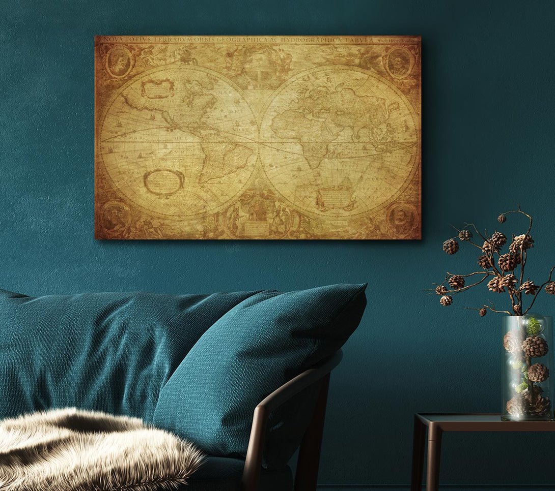  A Canvas Print of The Map Of The World Vintage Canvas Print