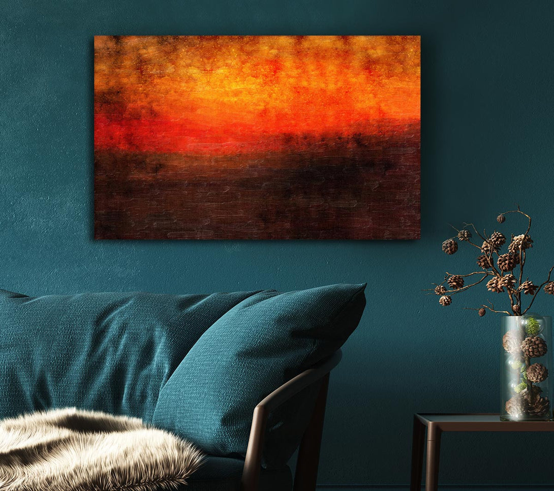  A Canvas Print of Orange Burns Black To Red Canvas Print