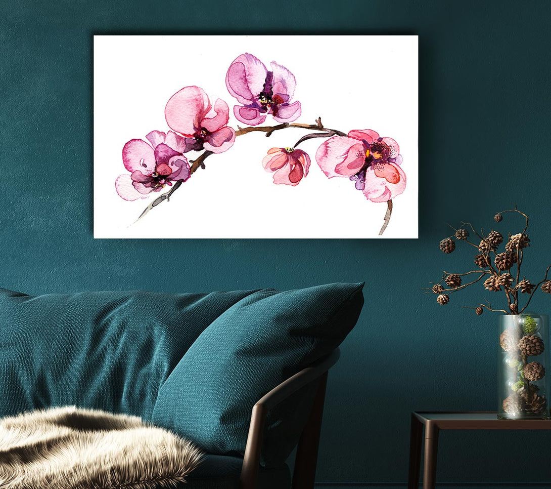  A Canvas Print of The Pink Orchid Branch Single Canvas Print