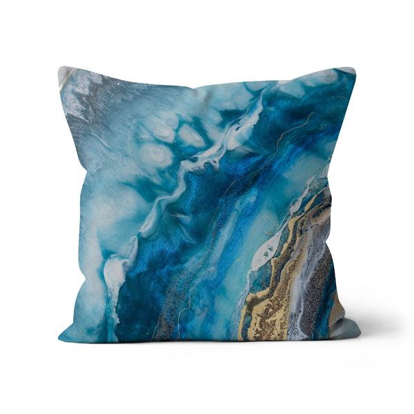 Abstraktes Kissen aus blauem Marmorstein
