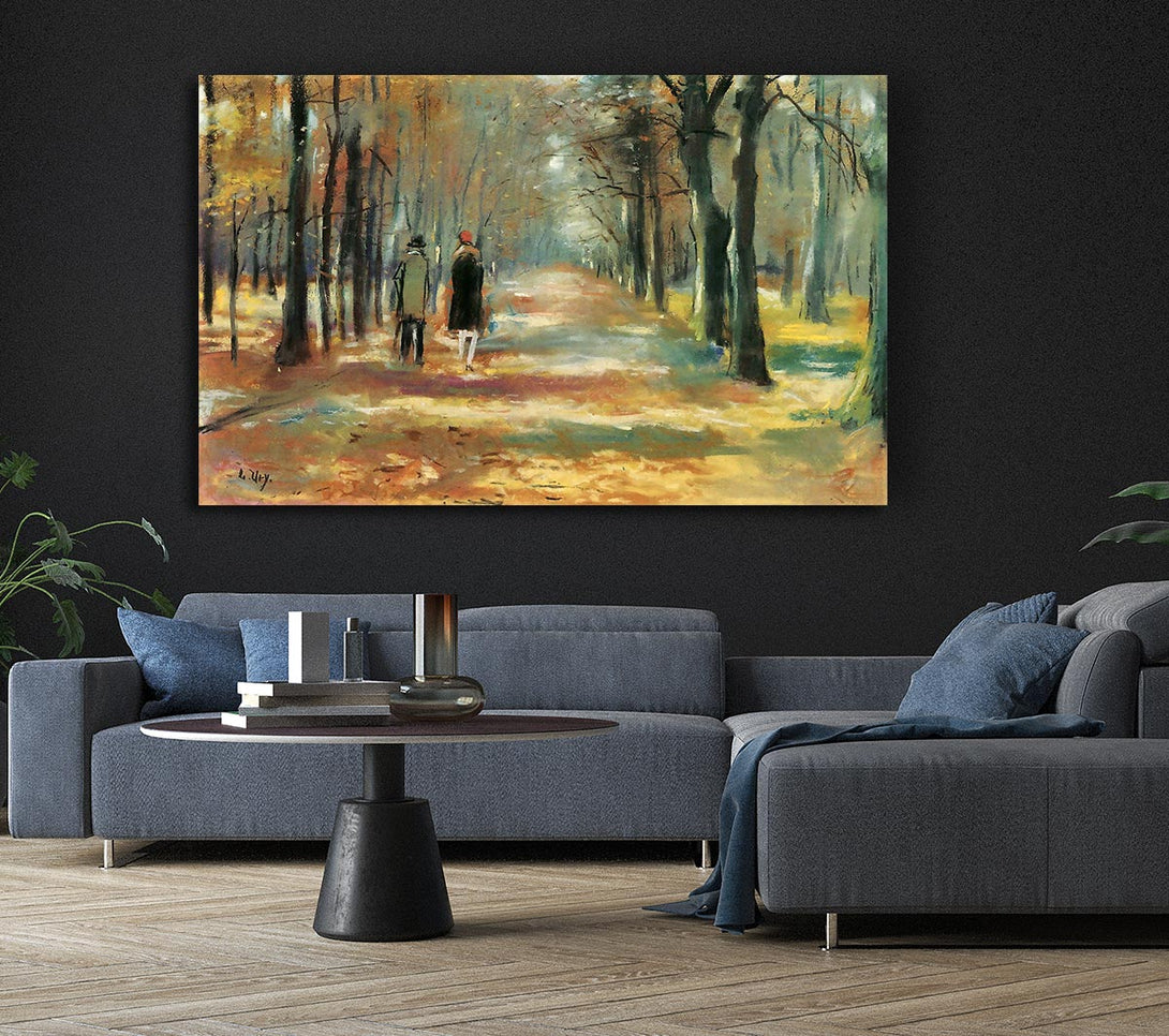  A Canvas Print of Lesser Ury Couple Walking In The Woods Canvas Wall Art