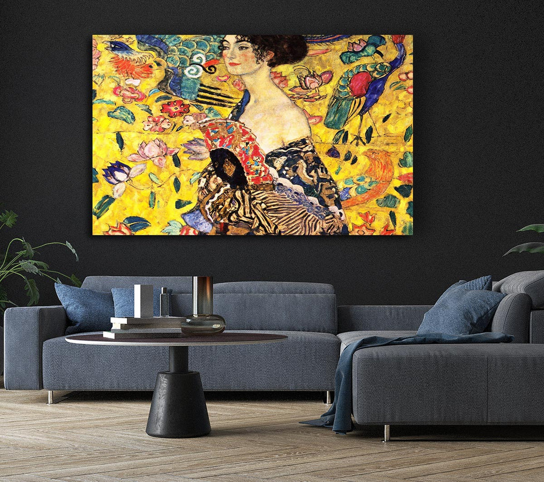  A Canvas Print of Klimt Lady With Fan Canvas Wall Art