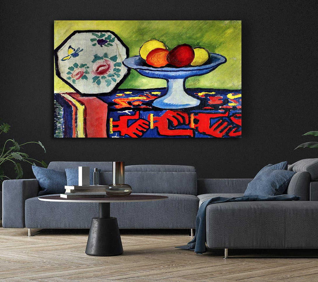  A Canvas Print of August Macke Still Life With Apple Peel And A Japanese Fan Canvas Print