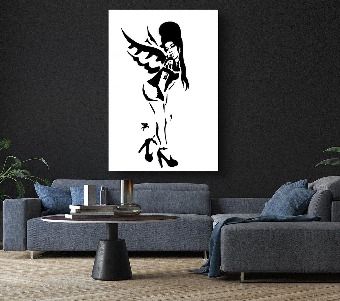  A Canvas Print of Banksy Amy Winehouse Wings Canvas Art