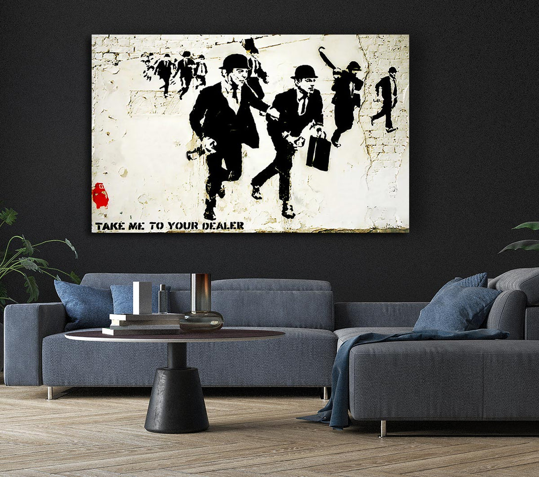  A Canvas Print of Banksy Bankers On The Run Canvas Wall Art
