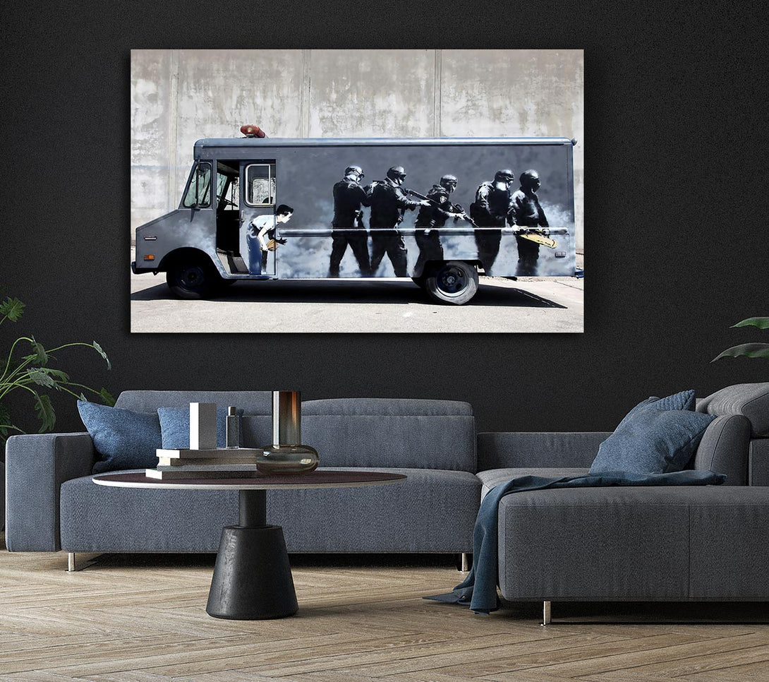  A Canvas Print of Banksy Swat Truck Canvas Print