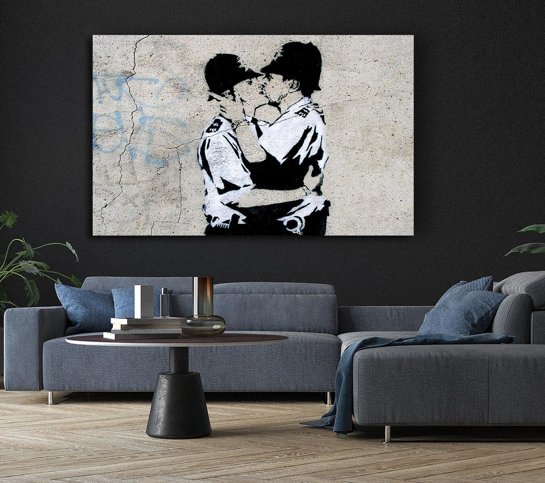  A Canvas Print of Banksy Bent Coppers Landscape Canvas Art