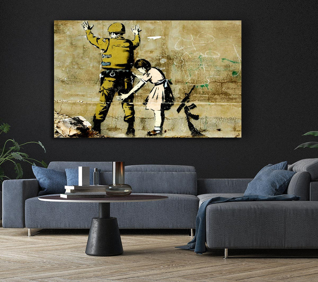  A Canvas Print of Banksy Child Searching Soldier Canvas Wall Art