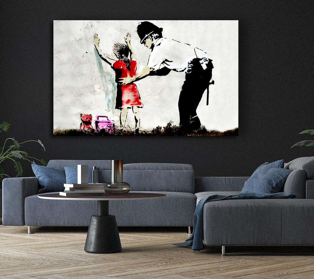  A Canvas Print of Banksy Copper Frisking Child Canvas Wall Art