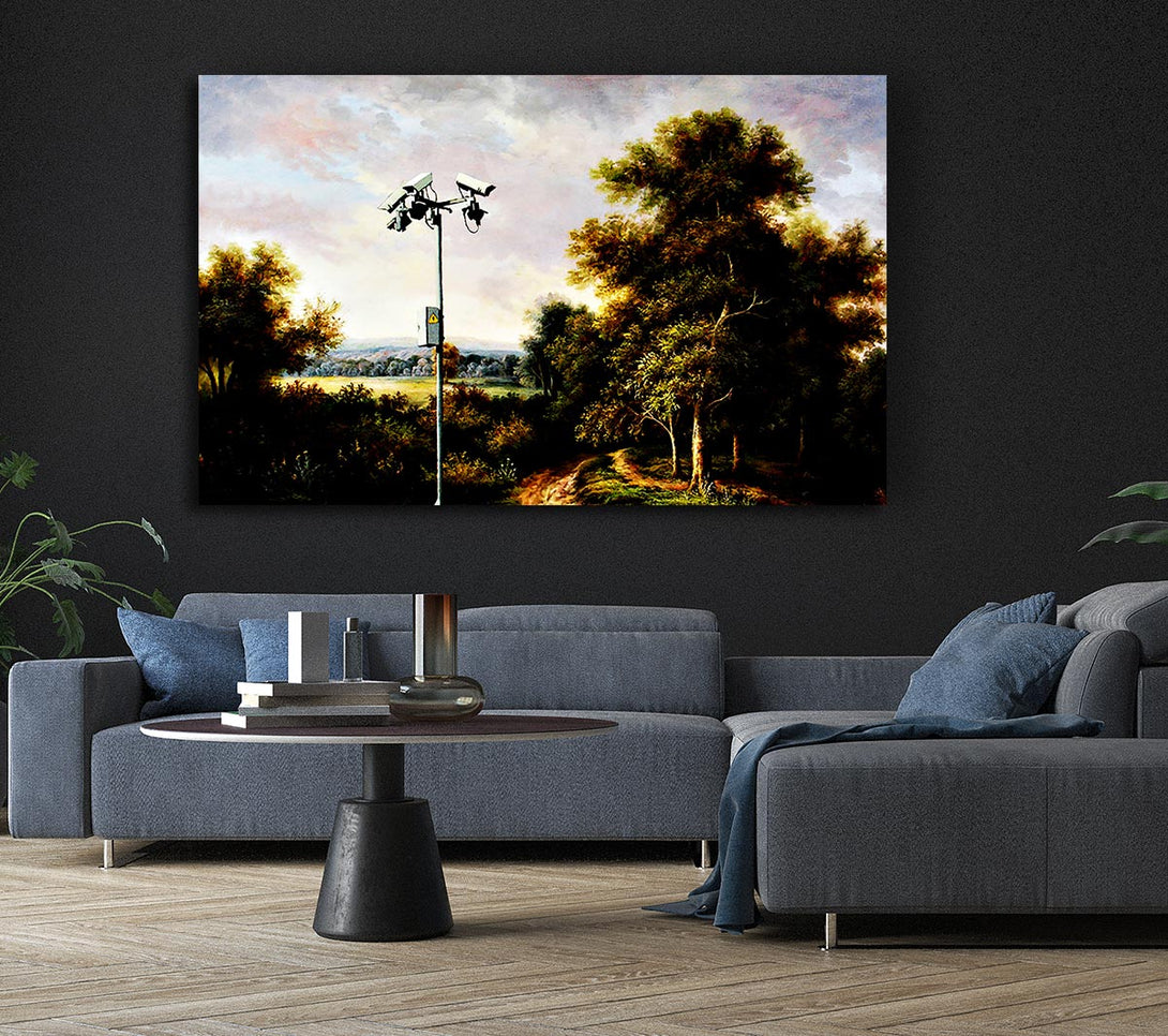  A Canvas Print of Banksy Countryside Cctv Canvas Art