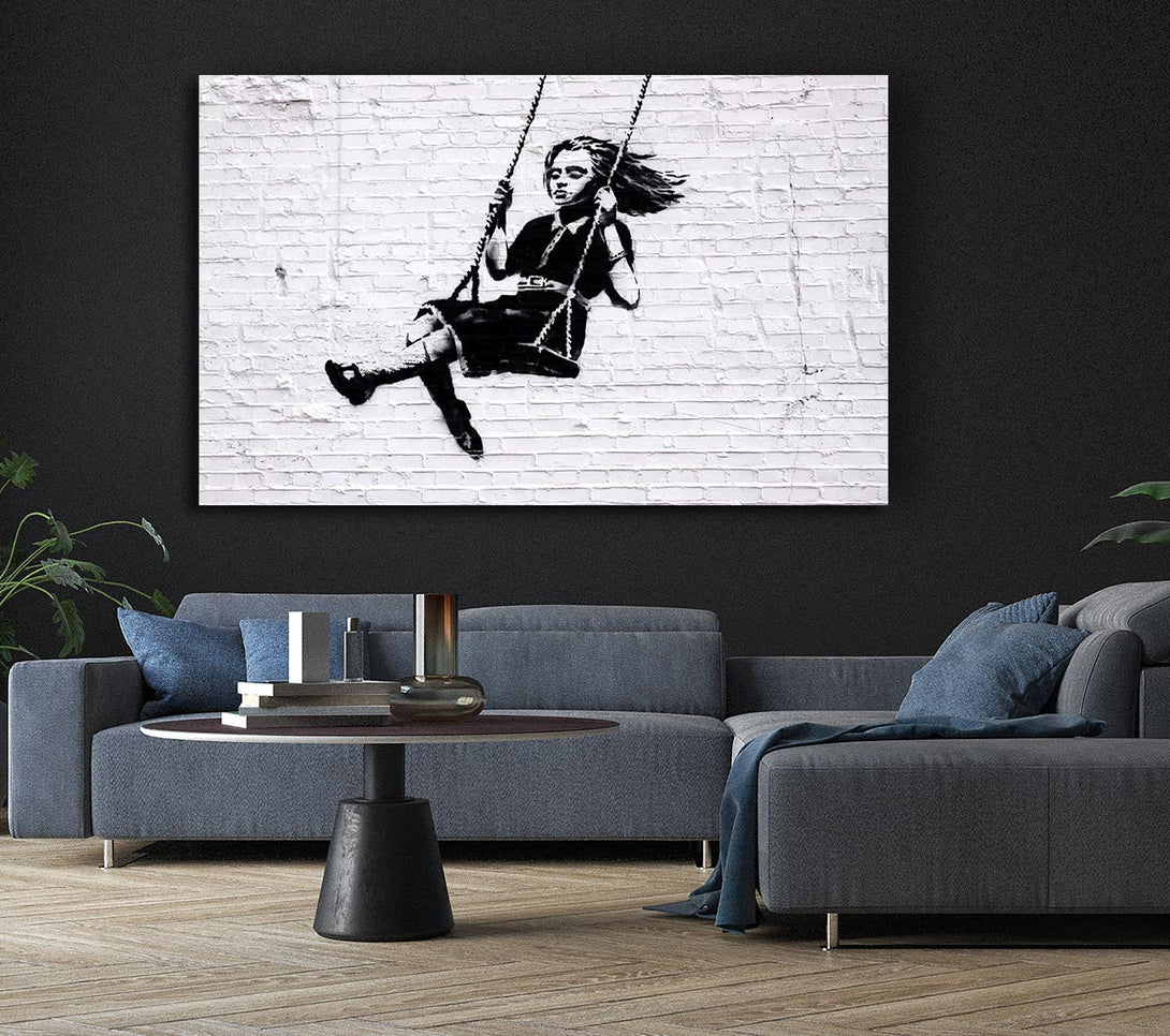  A Canvas Print of Banksy Girl On Swing Canvas Art