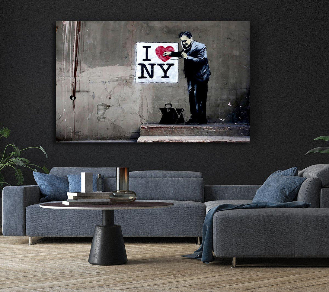  A Canvas Print of Banksy Heart Beat Of New York Canvas Wall Art