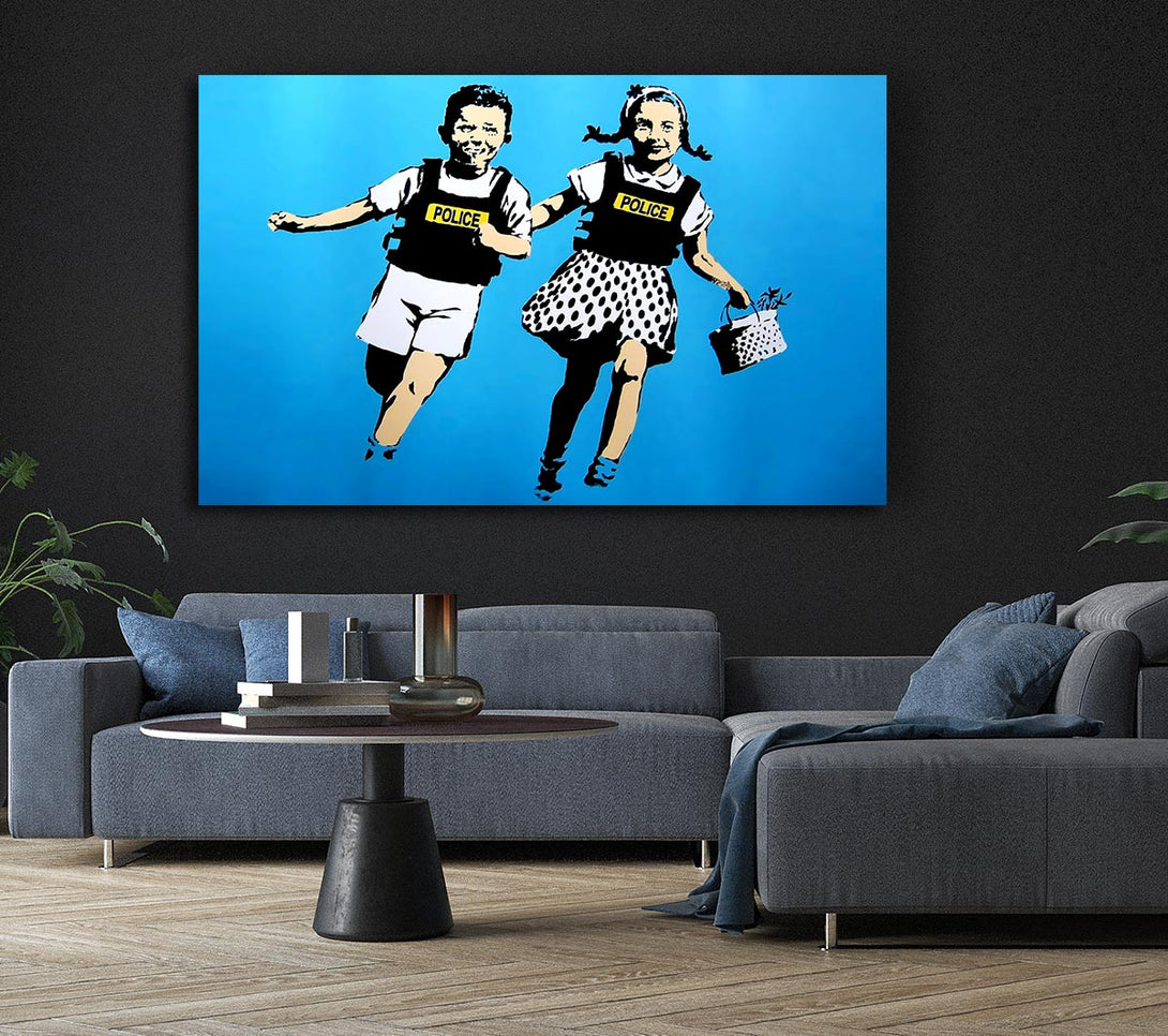  A Canvas Print of Banksy Jack And Gill Blue Canvas Print