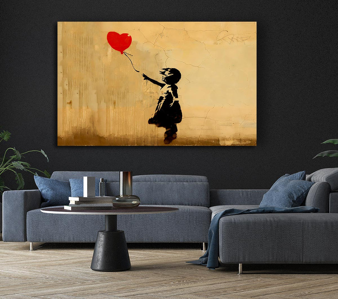  A Canvas Print of Banksy Love Heart Balloon Left Canvas Wall Art