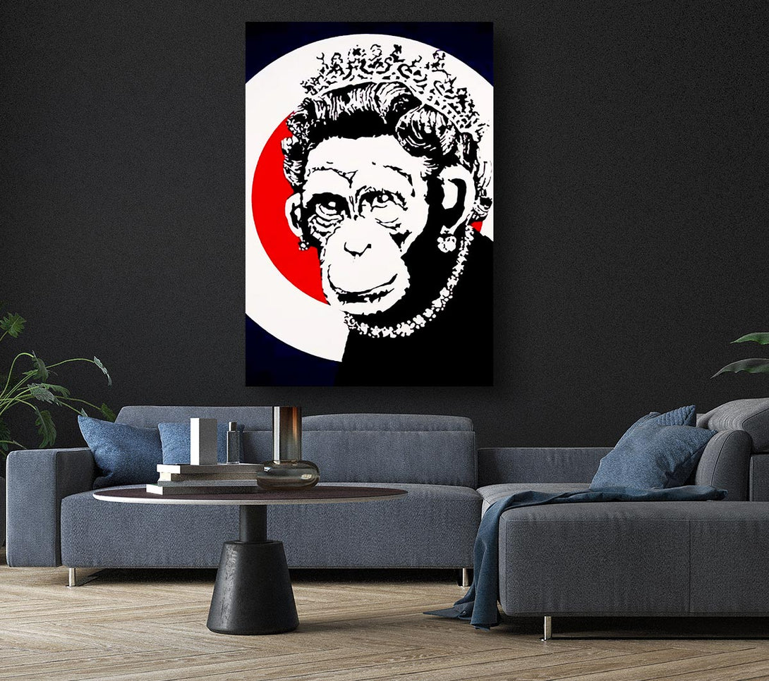  A Canvas Print of Banksy Queen Chimp Canvas Print