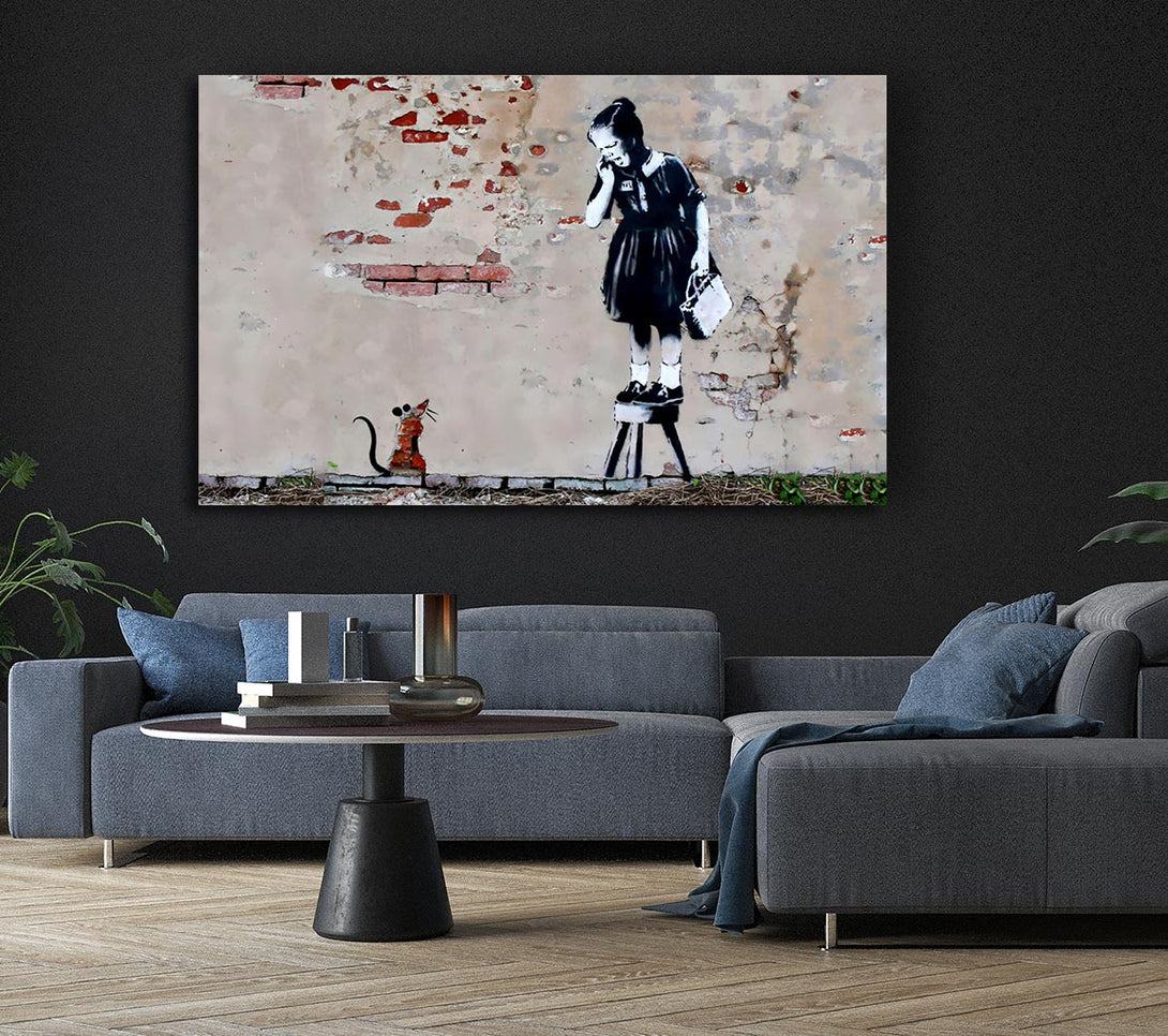  A Canvas Print of Banksy Scared Of The Mouse Canvas Wall Art