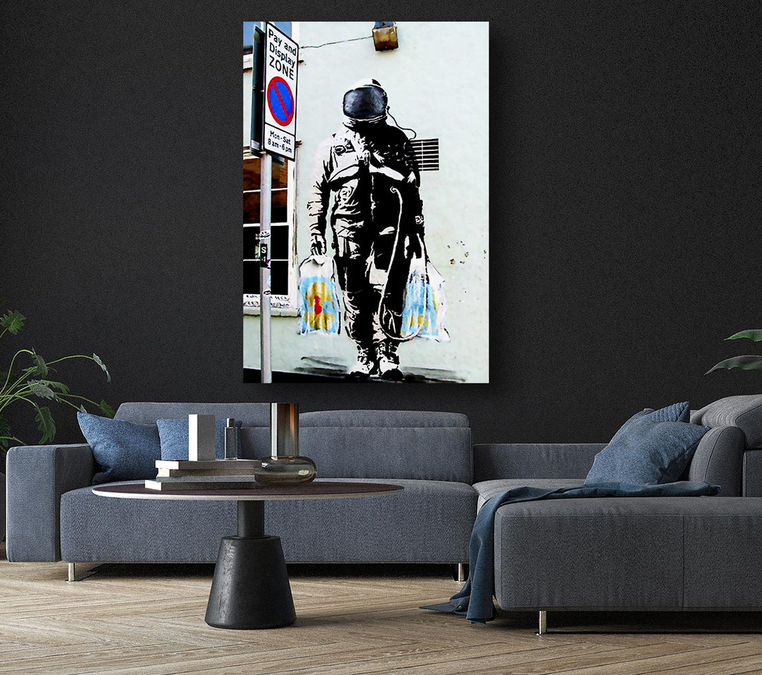  A Canvas Print of Banksy Shopping Bag Soldier Canvas Print