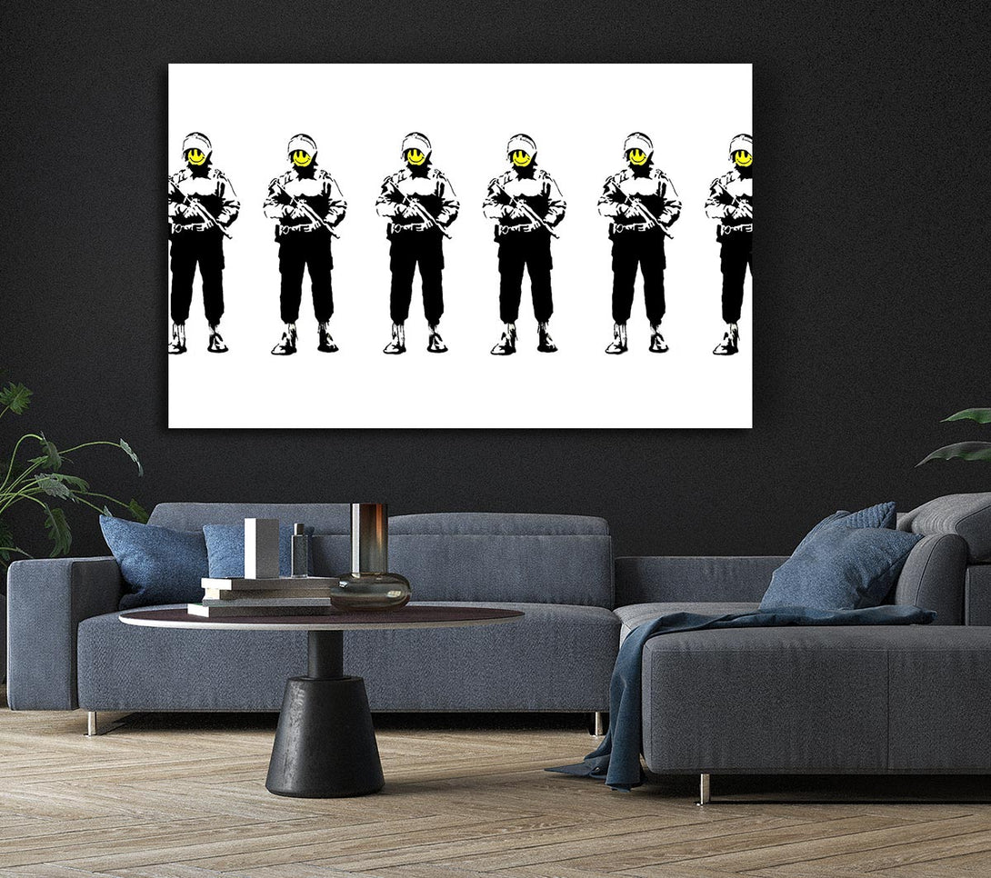  A Canvas Print of Banksy Smiley Face Line-Up Canvas Art