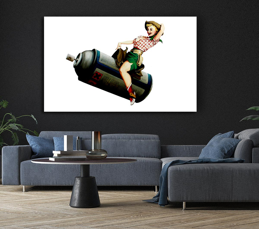  A Canvas Print of Banksy Spray Can Cowgirl Canvas Art