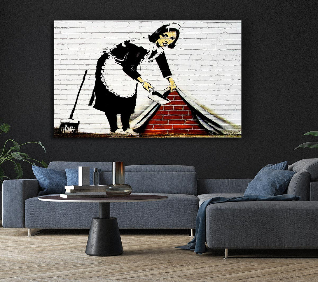  A Canvas Print of Banksy Sweep It Under The Carpet Canvas Art