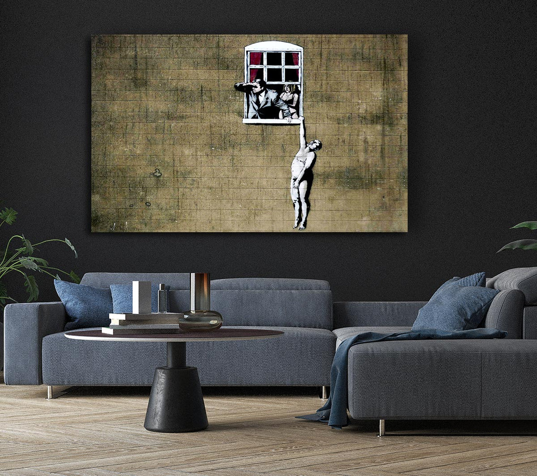  A Canvas Print of Banksy Window Lovers Original Canvas Print