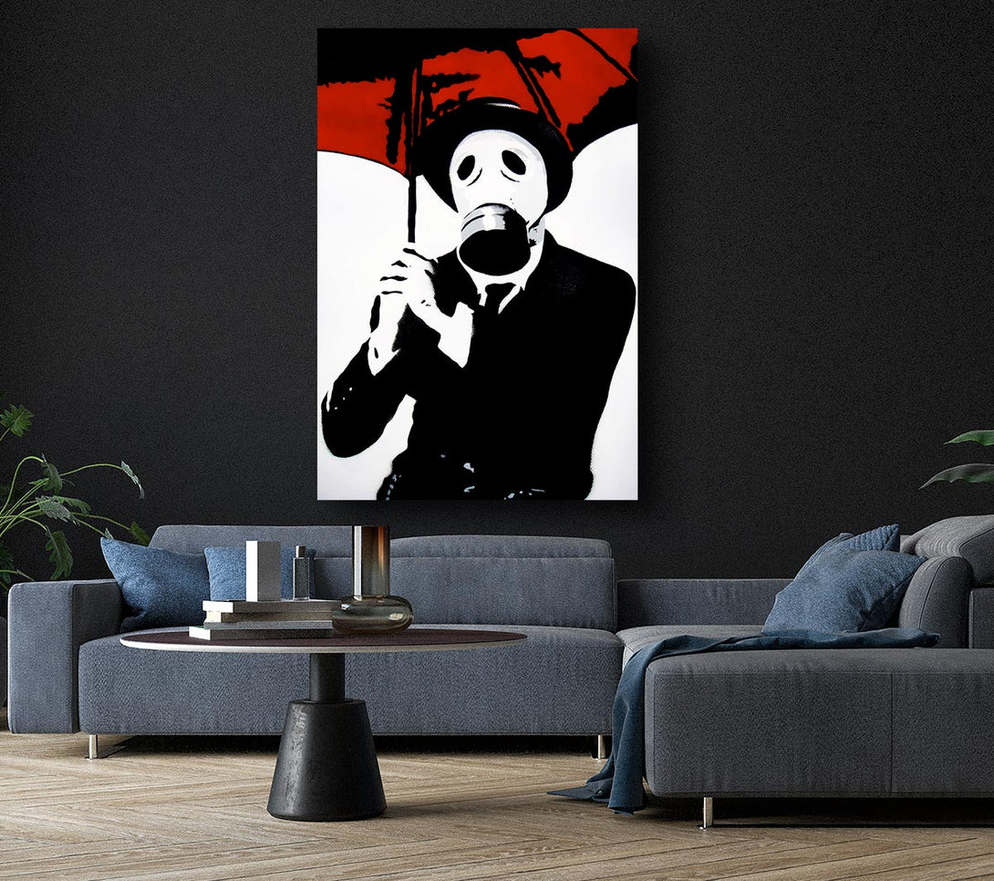  A Canvas Print of Banksy Bankers Gas Mask Close-Up Canvas Art