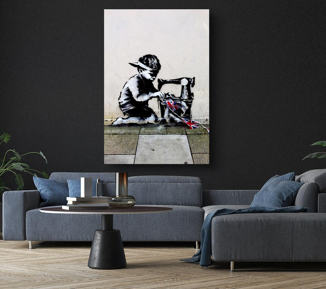  A Canvas Print of Banksy Child Bunting Canvas Art